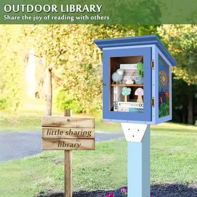 Alt view image 5 of 5 - Little Library Box Outdoor Free Library, Double Outdoor Library Book Box Storage