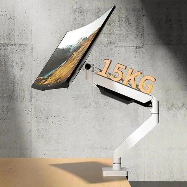 Alt view image 4 of 7 - White Ultrawide Single Monitor Arm Heavy Duty Desk Mount Computer Monitor Stand