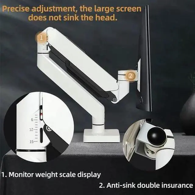 Alt view image 6 of 7 - White Ultrawide Single Monitor Arm Heavy Duty Desk Mount Computer Monitor Stand