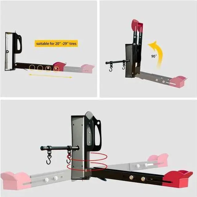 Alt view image 3 of 4 - Swivel Bike Wall Mount, Indoor Bicycle Storage, Bike Hangers for Garage, Space S