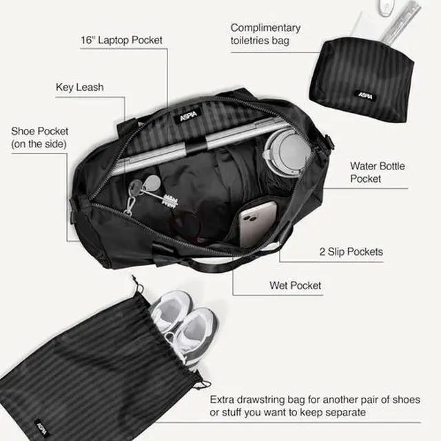 Alt view image 3 of 6 - Gym Bag for Women - 3-In-1 Duffle with Laptop & Yoga Mat Space, Personal Item Tr