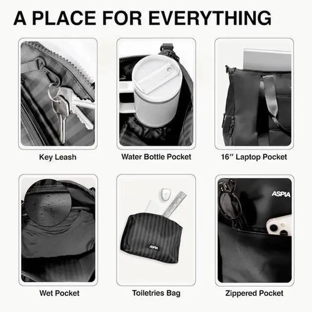 Alt view image 4 of 6 - Gym Bag for Women - 3-In-1 Duffle with Laptop & Yoga Mat Space, Personal Item Tr