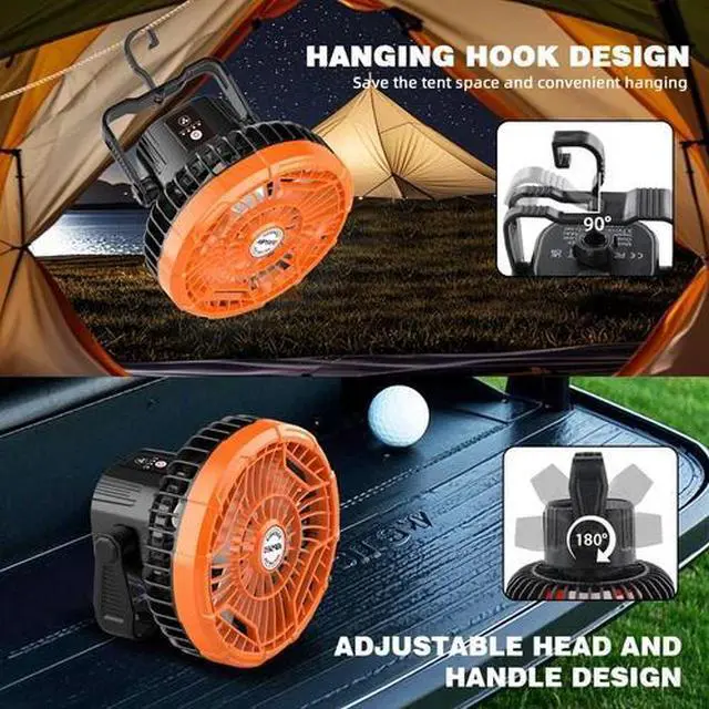 Alt view image 6 of 7 - Rechargeable Golf Cart Fan 10400Mah Battery Powered Fan Portable Cordless Fan W/