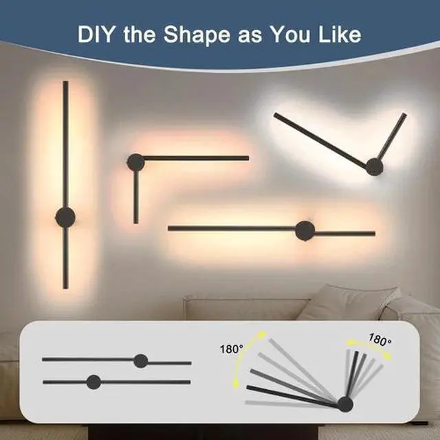 Alt view image 3 of 7 - Wall Sconces Set of Two with Remote, Stepless Colors 3000K-6500K & Stepless Dimm