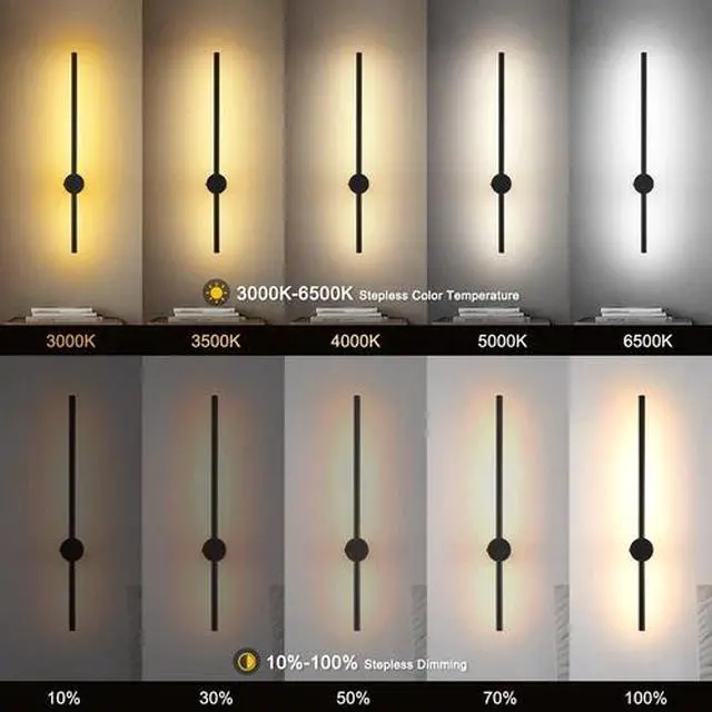 Alt view image 4 of 7 - Wall Sconces Set of Two with Remote, Stepless Colors 3000K-6500K & Stepless Dimm
