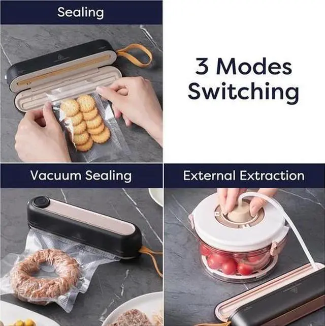 Alt view image 2 of 5 - Handheld Vacuum Sealer Portable Food Preservation Machine with 3 Modes, Compac