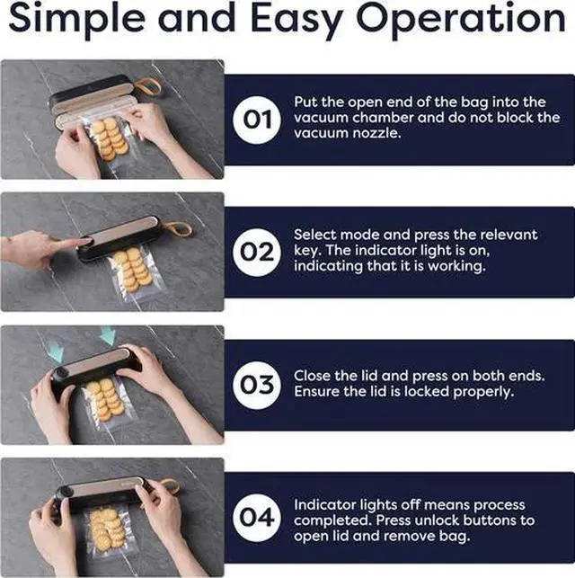 Alt view image 5 of 5 - Handheld Vacuum Sealer Portable Food Preservation Machine with 3 Modes, Compac