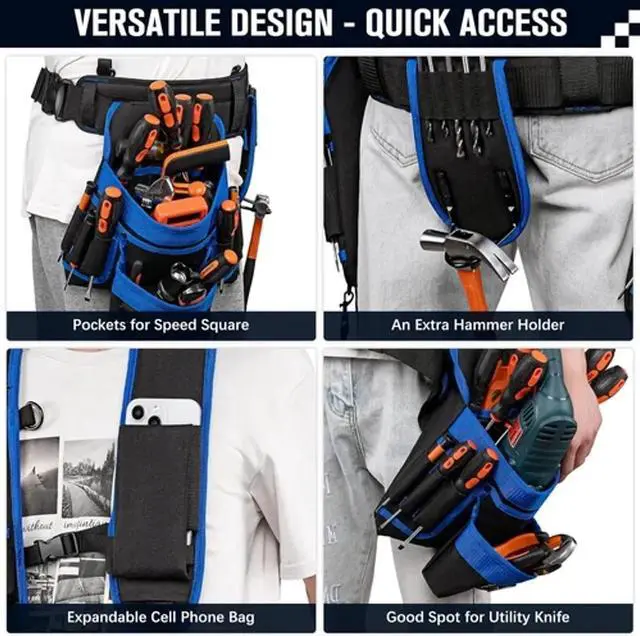 Alt view image 7 of 7 - Tool Belt Suspenders, 33-Pocket Electrician Tool Belt, Tool Belts for Men with D