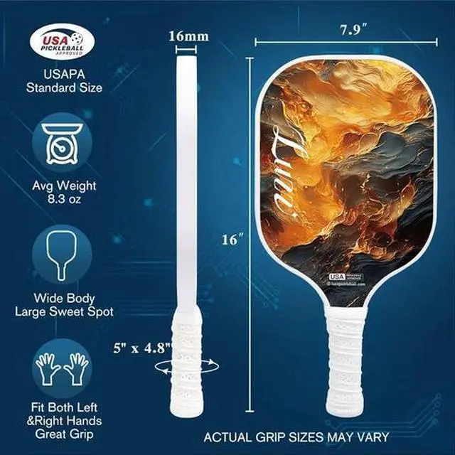 Alt view image 5 of 5 - Luzz Carbon Fiber Pickleball Paddles Sandblasted Surface USAPA Approved Pickle B