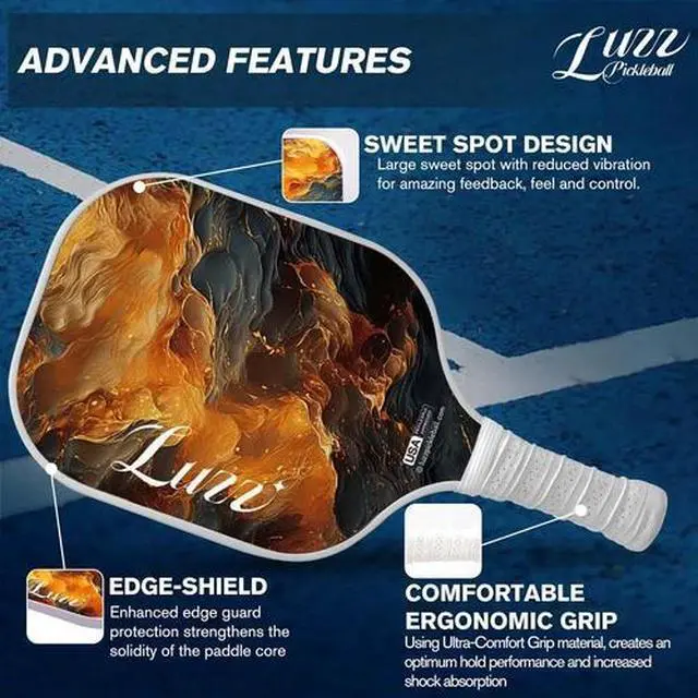 Alt view image 3 of 5 - Luzz Carbon Fiber Pickleball Paddles Sandblasted Surface USAPA Approved Pickle B