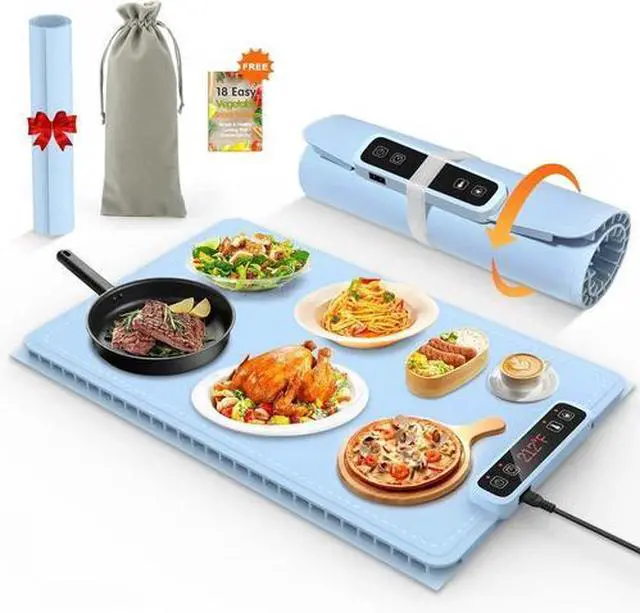 Main image of Food Warming Mat with anti Scald Mat Storage Bag Safety Lock, Silicone Electric
