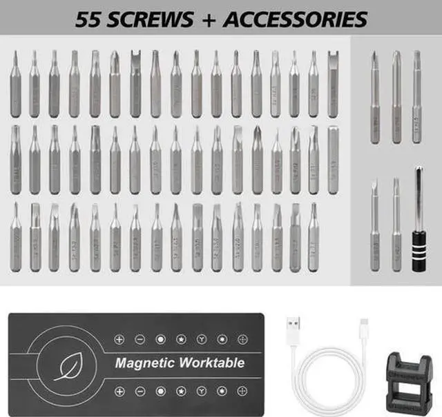 Alt view image 3 of 5 - Mini Electric Screwdriver 60 in 1 Electric Precision Screwdriver Set with 55 Bit