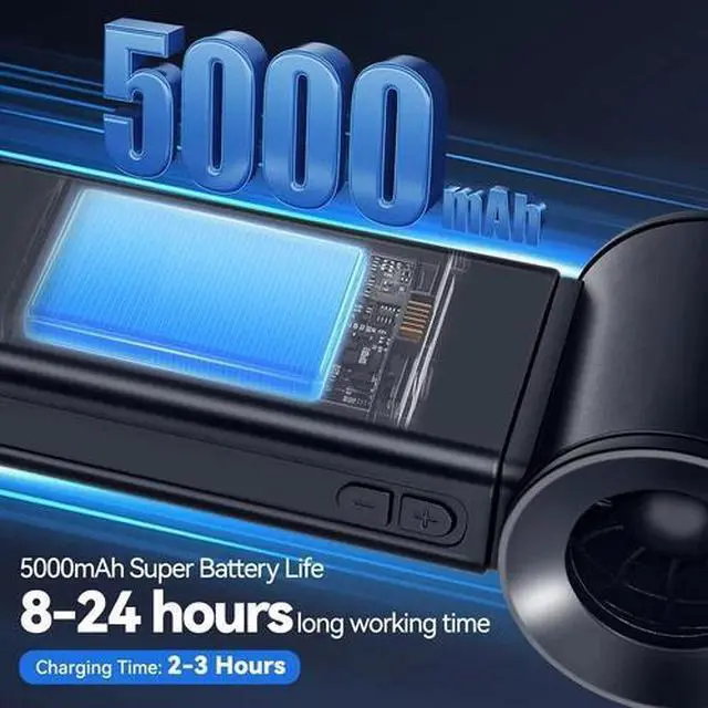 Alt view image 3 of 7 - Handheld Fan, 19000 RPM Speed(1-100) Adjustable Turbo Solar Rechargeable Mini Fa