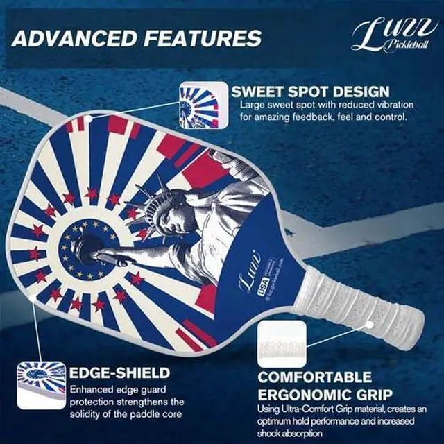 Alt view image 3 of 5 - Luzz Carbon Fiber Pickleball Paddles Sandblasted Surface USAPA Approved Pickle B