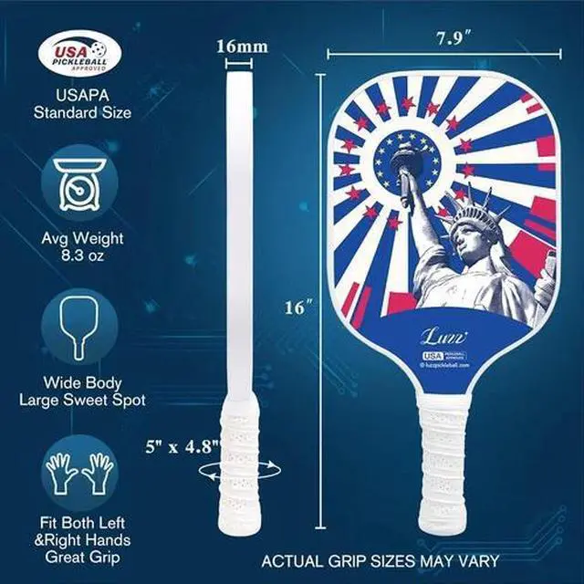 Alt view image 5 of 5 - Luzz Carbon Fiber Pickleball Paddles Sandblasted Surface USAPA Approved Pickle B