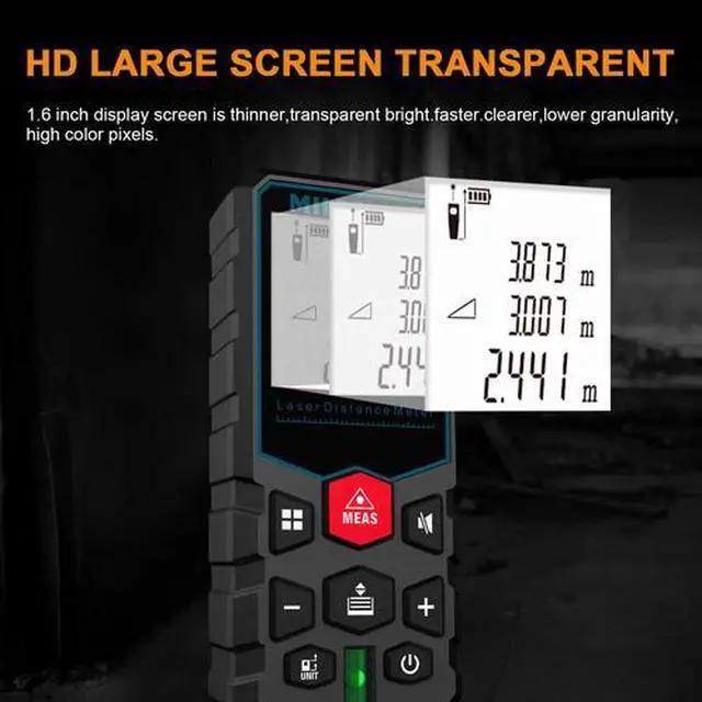 Alt view image 3 of 5 - Mileseey 328 Ft Laser Distance Measure with Bubble Level M/in/Ft 2 AAA Batteries