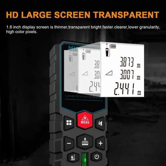 Alt view image 5 of 6 - Mileseey 164Ft Laser Distance Meter Digital Tape Measure Area Volume Measure