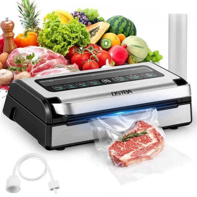 Main image of OSTBA 180W Vacuum Sealer Machine, 12-in-1 Double Pump Food Saver with Built-in Cutter & Bag Storage, Easy-Lock Handle, Dry & Moist & Marinate, Memory Function, Includes 1 Roll of Vacuum Bags & Hose