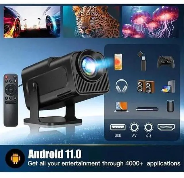 Alt view image 2 of 7 - Mini Projector HY320 Portable Projector Support 4K 1080P with Dual-Band WIFI6 5G