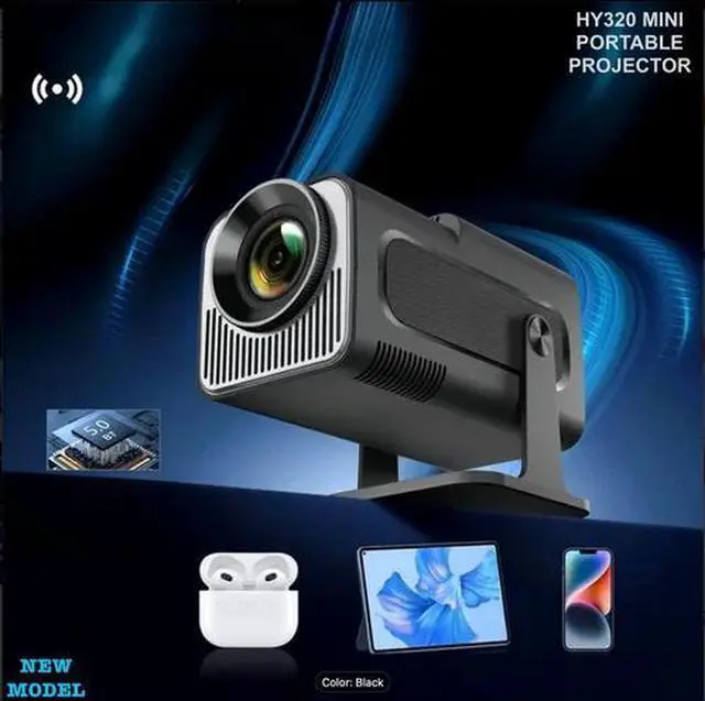 Alt view image 3 of 7 - Mini Projector HY320 Portable Projector Support 4K 1080P with Dual-Band WIFI6 5G