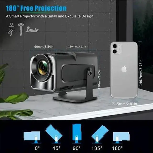 Alt view image 7 of 7 - Mini Projector HY320 Portable Projector Support 4K 1080P with Dual-Band WIFI6 5G