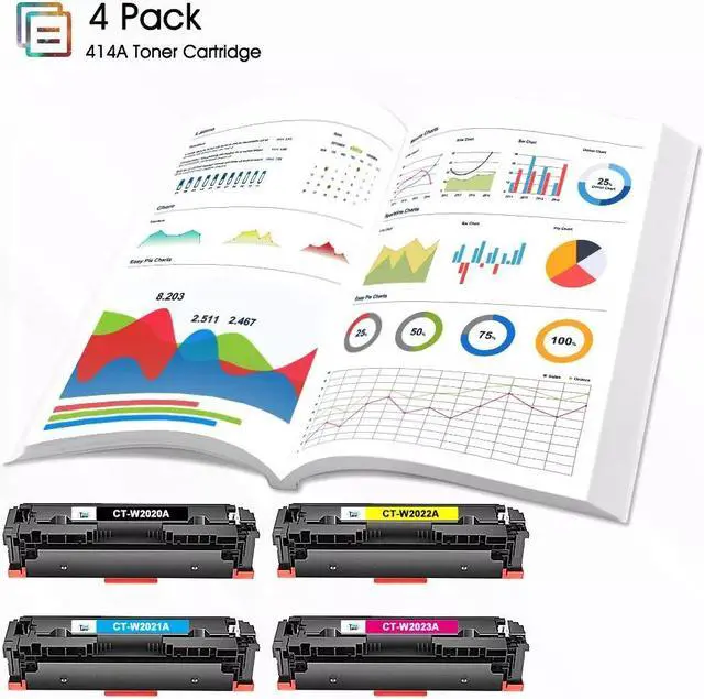 Alt view image 7 of 7 - 4PK 414A Toner Cartridge W2020A -3A No Chip For 414A Toner Laserjet Pro MFP M454dw M479fdw M479fdn