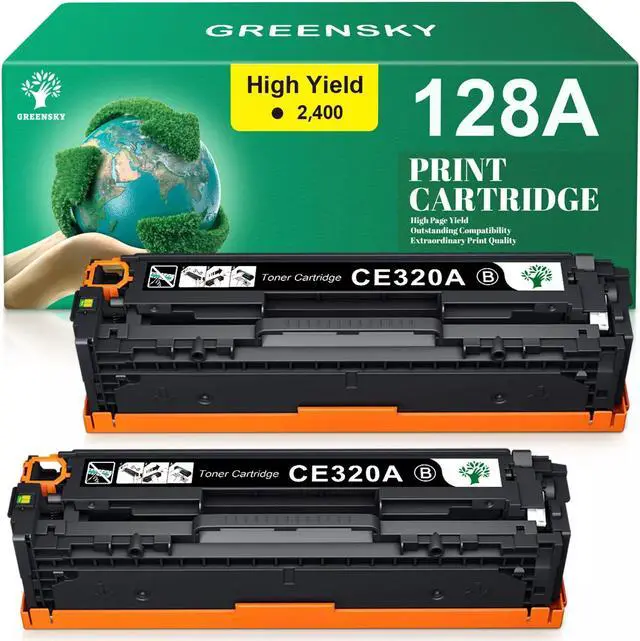 Main image of Set of 2 PK CE320A Black Laser Toner 128A For Laserjet Pro CP1525nw CM1415fnw