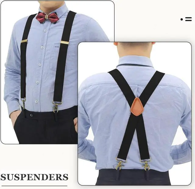 Alt view image 3 of 6 - Qcwqmyl Adult Suspenders for Men with Swivel Hooks Belts Loops Pants Suspenders Work Wedding Black