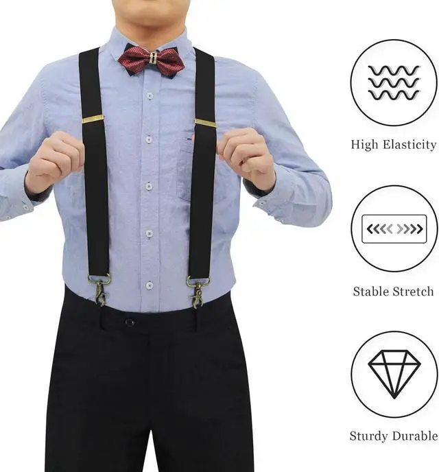 Alt view image 4 of 6 - Qcwqmyl Adult Suspenders for Men with Swivel Hooks Belts Loops Pants Suspenders Work Wedding Black