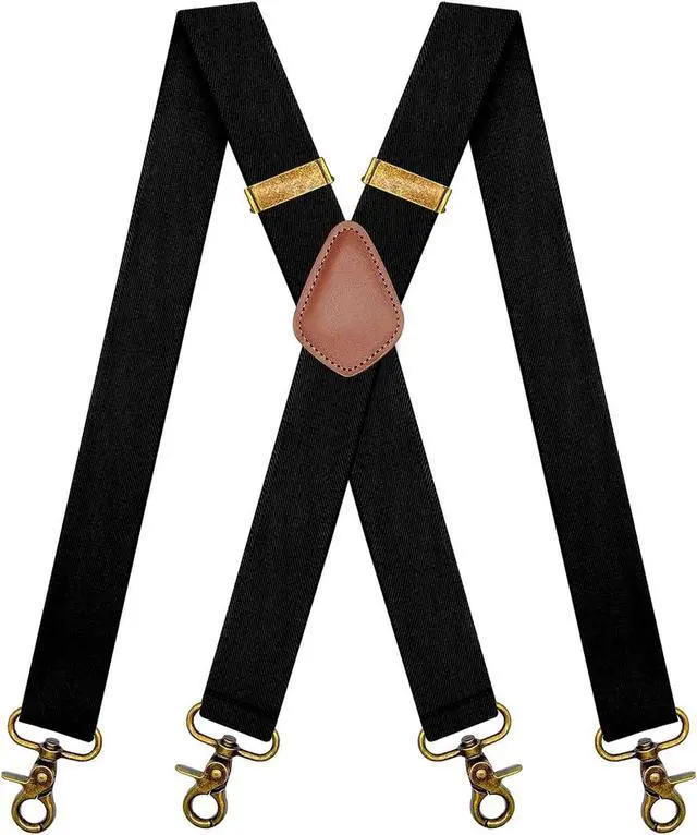 Main image of Qcwqmyl Adult Suspenders for Men with Swivel Hooks Belts Loops Pants Suspenders Work Wedding Black