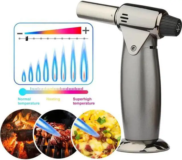 Main image of JOBON Butane Lighter, Baked Goods Torch Lighter, Reusable Butane Kitchen Torch Lighter, Cooking Torch With Safety Lock And Adjustable Flame, Suitable For Cream Pudding, Barbecue,(excluding Butane Gas)