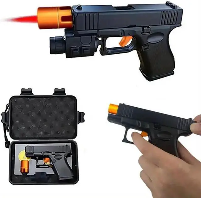 Alt view image 7 of 7 - Unique Multi-function Windproof Torch Gun Lighters With 2 Flame Modes - Refillable, Adjustable Jet Flame Unique Butane Flame Gun Lighter For Outdoor Gift Box Included Butane Gas Not Included