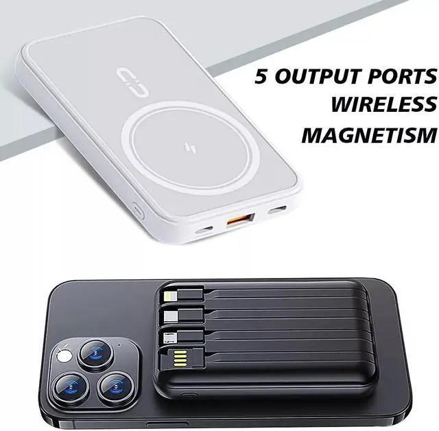 Main image of 10000mAh Power Bank 15W Magnetic Fast Charging External Battery Wireless Charger with 4lines Cable for iPhone 15/14/13 xiaomi