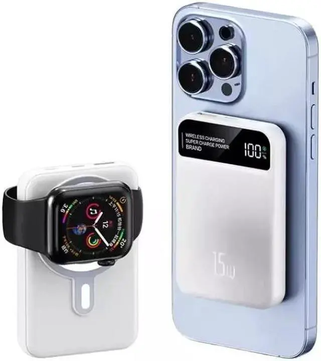 Alt view image 3 of 7 - Magnetic Power Bank 10000mAh, 3-in-1 Wireless Portable Charger with LCD Display