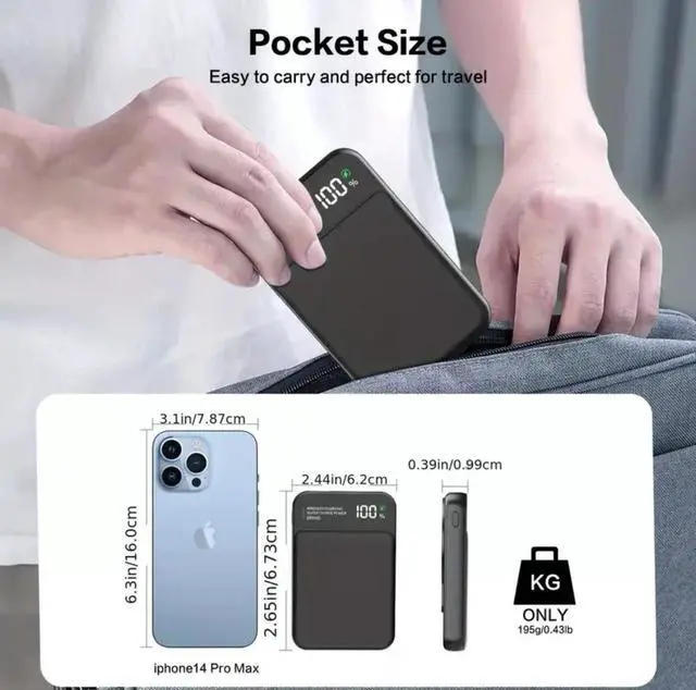 Alt view image 7 of 7 - Magnetic Power Bank 10000mAh, 3-in-1 Wireless Portable Charger with LCD Display