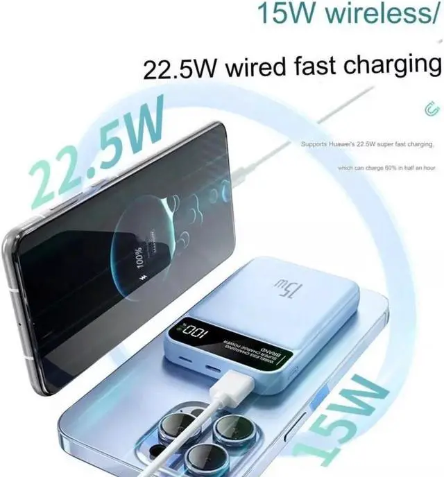 Alt view image 5 of 7 - Magnetic Power Bank 10000mAh, 3-in-1 Wireless Portable Charger with LCD Display