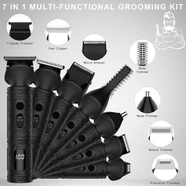 Alt view image 5 of 6 - Beard Trimmer for Men Professional Mens Beard Grooming Kit T-Blade Trimmer Electric Shaver Razor Nose Body Trimmer