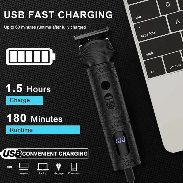 Alt view image 3 of 6 - Beard Trimmer for Men Professional Mens Beard Grooming Kit T-Blade Trimmer Electric Shaver Razor Nose Body Trimmer