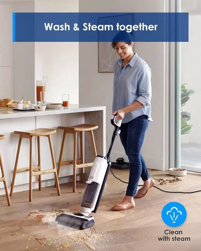 Alt view image 2 of 7 - Tiecoo FLOOR ONE S5 Steam Cleaner Wet Dry Vacuum All-in-one, Hardwood Floor Cleaner Great for Sticky Messes