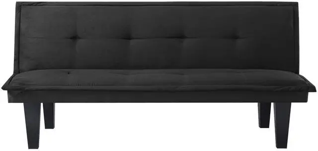 Alt view image 4 of 7 - Black Futon Sofa Bed,Modern Faux Suede Convertible Sofa Bed with 3 Adjustable Backrest Angles,Loveseat Sleeper Couch for Living Room Apartment Furniture