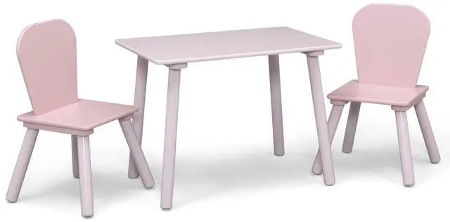 Alt view image 3 of 7 - Delta Children 4-Piece Toddler Playroom Set  Includes Play Table, 2 Chairs and 6 Bin Toy Organizer with Reusable Vinyl Cling Stickers, Light Pink/Dark Pink