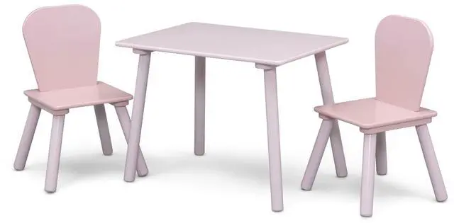 Alt view image 5 of 7 - Delta Children 4-Piece Toddler Playroom Set  Includes Play Table, 2 Chairs and 6 Bin Toy Organizer with Reusable Vinyl Cling Stickers, Light Pink/Dark Pink