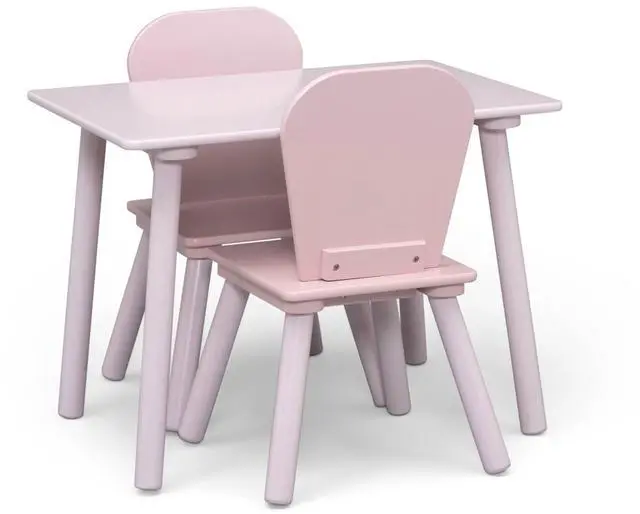 Alt view image 6 of 7 - Delta Children 4-Piece Toddler Playroom Set  Includes Play Table, 2 Chairs and 6 Bin Toy Organizer with Reusable Vinyl Cling Stickers, Light Pink/Dark Pink