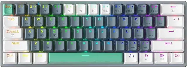 Main image of Machenike K500-B61W 60% Wireless Mechanical Gaming Keyboard, 61 Keys Ultra-Compact Hot Swappable Tactile Brown Switch, Dynamic RGB Backlit, Anti-Ghosting, Double-Shot PBT Keycaps, Win/Mac, White