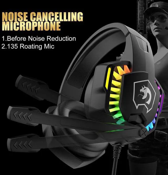 Alt view image 5 of 7 - Wired Gaming Keyboard&Mouse Headset Combo,Rainbow Over Ear Headphone with Mic,Mice Pad for PC(Black)