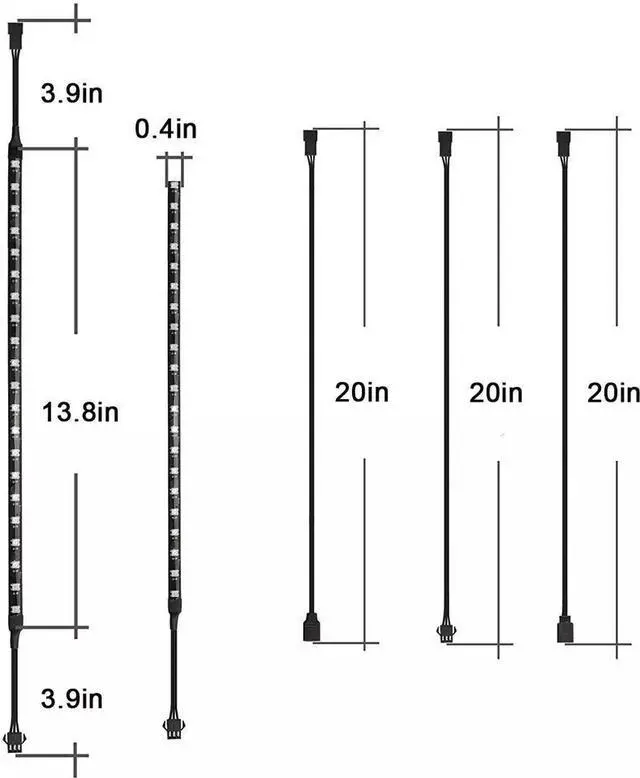 Alt view image 5 of 6 - Addressable RGB PC LED Strip, 13.78 x 0.39 x 0.09 inches Clear Silicone Covering, for 5V 3-pin argb Header, Built-in Eight Strong Magnets, Easy to Install