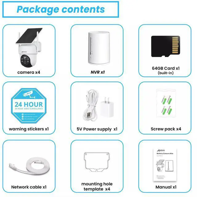 Alt view image 7 of 7 - ANRAN Solar Battery Powered Wireless Security Camera System WiFi IP Outdoor Home