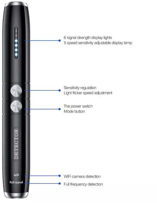 Alt view image 7 of 7 - Mini GPS RF Signal Detector Pen Anti-Spy Hidden Camera GSM Audio Bug Finder