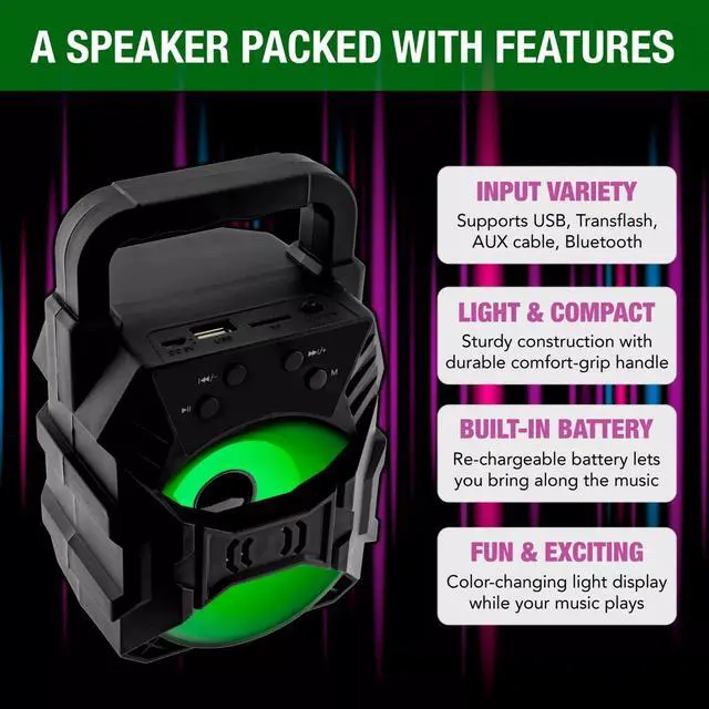 Alt view image 7 of 7 - Bluetooth Speaker Mini Portable AUX SD/TF FM Radio Indoor Outdoor Party Lights