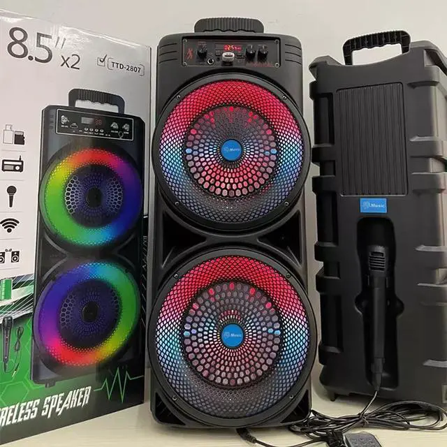 Alt view image 2 of 7 - 6000W Dual 8" Bluetooth Speaker Sub woofer Heavy Bass Sound System Party + Mic